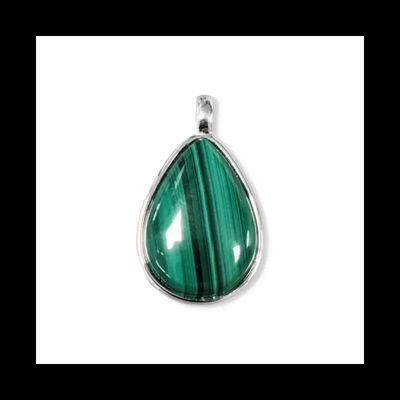 Jewelry - 925 Silver Malachite Drop Pendant AAA 23.5mm - ARABESK