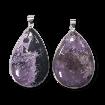 Jewelry - 925 Silver Charoite AA Pendant 2 pieces 24.23g - ARABESK