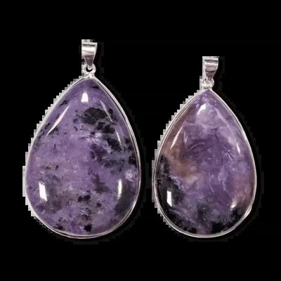 Jewelry - 925 Silver Charoite AA Pendant 2 pieces 23.83g - ARABESK