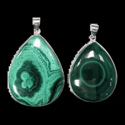 Bijoux - Pendentif Argent 925 Malachite AA 2 pièces 23.52g - ARABESK