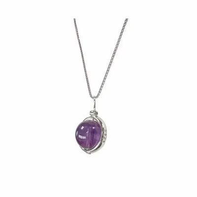 Bijoux - Collier Argent 925 avec Pendentif Boule Améthyste AA 10mm - ARABESK