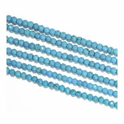 Bijoux - Turquénite Howlite naturelle teintée Facettée A perles 3mm sur fil 40cm - ARABESK