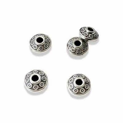 Bijoux - Perles charm's Intercalaire Toupie Tribal Argentée 6mm x100 - ARABESK