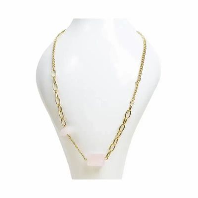 Jewelry - Gold Stainless Steel Necklace Rose Quartz A - ARABESK