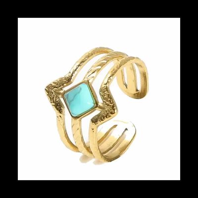 Jewelry - Adjustable Golden Stainless Steel Ring Turquénite Rhombus A - ARABESK