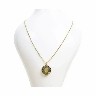 Bijoux - Collier Acier Inoxydable Doré avec Pendentif Rond Aventurine Verte A - ARABESK