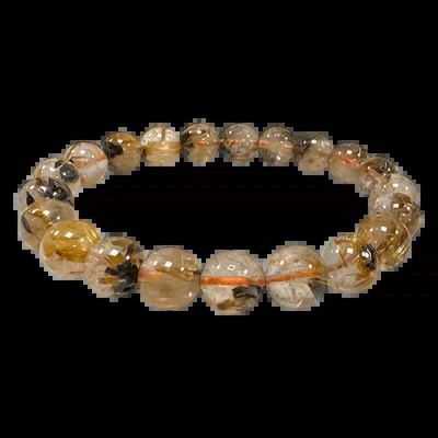 Bracelets - Rock Crystal Bracelet Rutile Hematite AAA beads 9-10mm - ARABESK