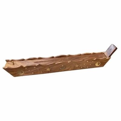 Scents - Incense Holder Sheesham Wood Box Moon Stars Ying Yang 30cm x2 - ARABESK