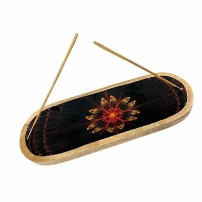 Senteurs - Porte Encens Mango Meena Work Noir Lotus 28cm - ARABESK
