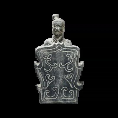 Sculptures, statuettes and miniatures - Black Archer Statue with Terracotta Shield Kneeling 35cm - ARABESK