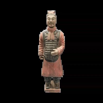 Sculptures, statuettes et miniatures - Statue Colorée Antique Guerriers avec Armure en Terracotta 38cm - ARABESK