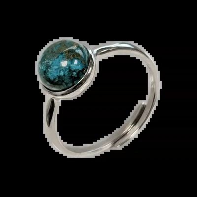 Bijoux - Bague Argent 925 Ajustable Ronde Chrysocolle A+ 8mm - ARABESK