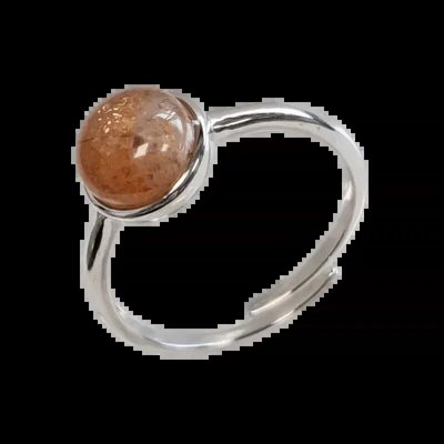 Jewelry - 925 Silver Ring Adjustable Round Sunstone AA 8mm - ARABESK