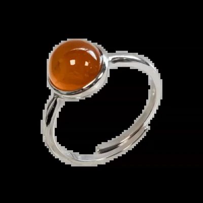 Bijoux - Bague Argent 925 Ajustable Ronde Cornaline A+ 8mm - ARABESK