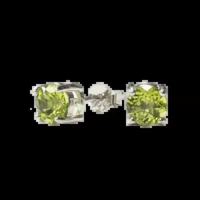 Jewelry - Round Solitaire Earrings 925 Silver Faceted Peridot AA 5mm - ARABESK