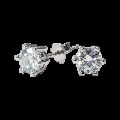 Bijoux - Boucles d'Oreilles Rondes Solitaire Argent 925 Moissanite Facettée AA 5mm - ARABESK