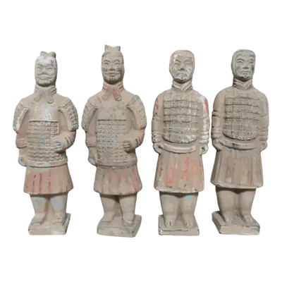 Sculptures, statuettes et miniatures - Statue Colorée Antique en Terracotta Guerrier Mix 16cm X 4 pcs - ARABESK