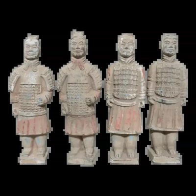 Sculptures, statuettes and miniatures - Antique Colorful Statue in Terracotta Warrior Mix 16cm x 4 pcs - ARABESK