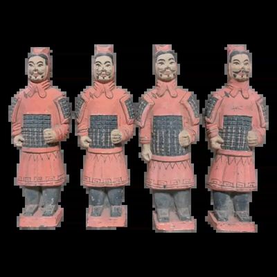 Sculptures, statuettes and miniatures - Antique Colorful Statue Warriors with Armor in Terracotta 15cm x 4 pcs - ARABESK