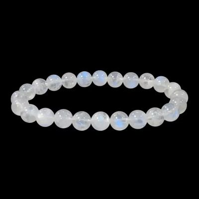 Bracelets - White Moonstone Bracelet Peristerite AAA beads 8mm - ARABESK