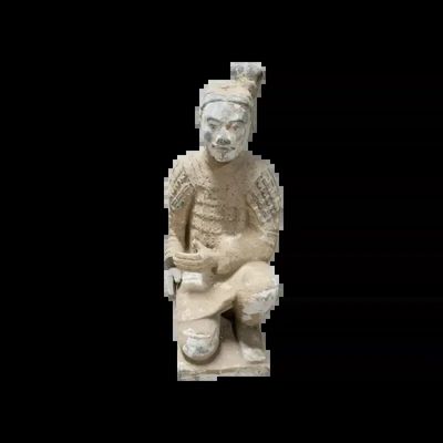 Sculptures, statuettes et miniatures - Statue Colorée Antique Archer Agenouillé en Terracotta 26 cm - ARABESK