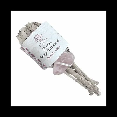 Scents - White Sage Petal Torch with Rose Quartz 25-30g 11cm - ARABESK