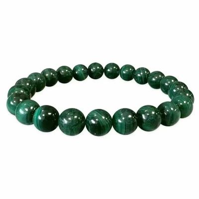 Bracelets - Dark AA Malachite Bracelet Beads 8-9mm - ARABESK