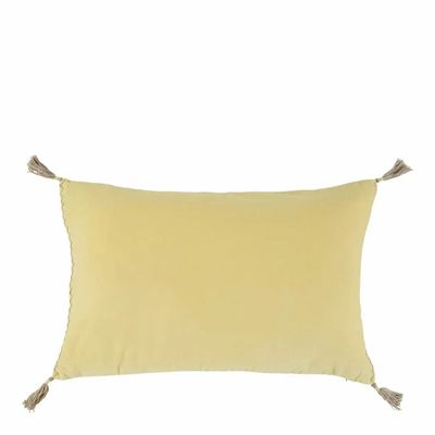 Coussins textile - Housse de coussin MATTEO velours de coton jaune pastel 40x60 - BLANC D'IVOIRE