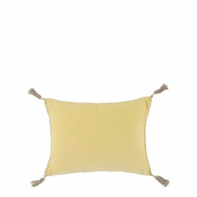 Coussins textile - Housse de coussin MATTEO velours de coton jaune pastel 30x40 - BLANC D'IVOIRE