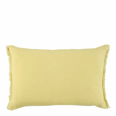 Coussins textile - Housse de coussin CHLOE lin lavé jaune pastel 60x40 - BLANC D'IVOIRE