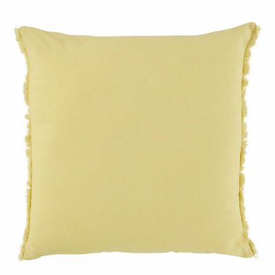 Fabric cushions - CHLOE cushion cover pastel yellow washed linen 50x50 - BLANC D'IVOIRE