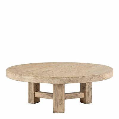 Tables basses - Table basse BAO orme naturel recyclé dia 105x40 - BLANC D'IVOIRE