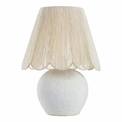 Lampes à poser - Lampe NORA papier mâché et AJ conique jute blanche dia 38x52 - BLANC D'IVOIRE