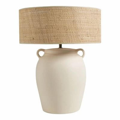 Lampes à poser -
Pied de lampe AMPHORE céramique blanche dia 29x44,5 - BLANC D'IVOIRE