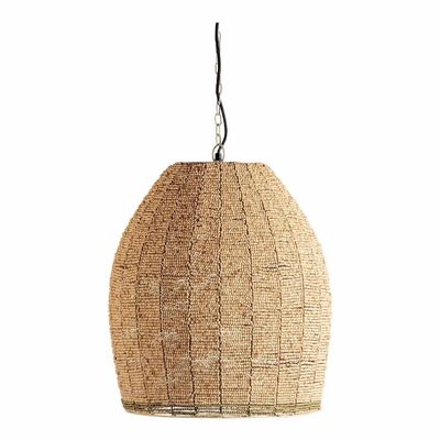 Hanging lights - GAYA suspension natural and golden wooden beads dia 47x52 - BLANC D'IVOIRE