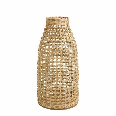 Vases - Vase UMALA rotin naturel et métal - Petit modèle -  dia 29x61,5 - BLANC D'IVOIRE