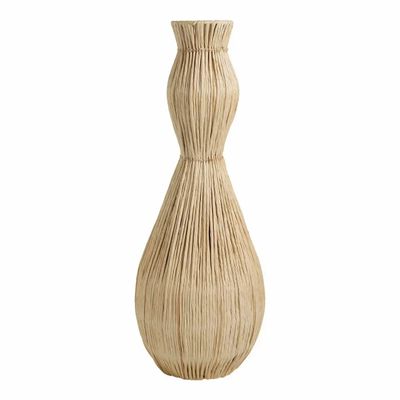 Vases - MYA vase natural rattan and metal 31x81  - BLANC D'IVOIRE