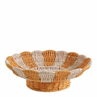 Objets de décoration - Coupe décorative HOKA corde de papier orange et rose dia 30x10 - BLANC D'IVOIRE