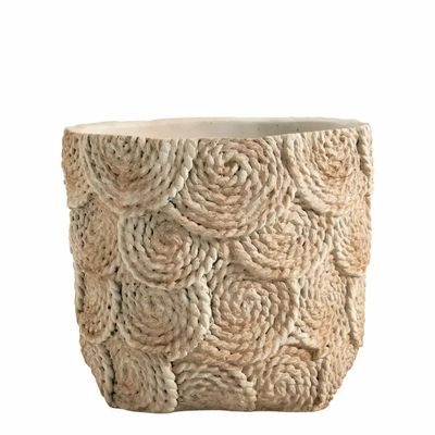 Baskets - OSA cream cement plant pot - Small model - 21x20.5x18.5 - BLANC D'IVOIRE