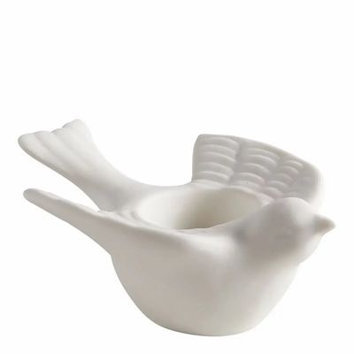 Candles - Mésange candle holder in white ceramic biscuit - MATHILDE M.