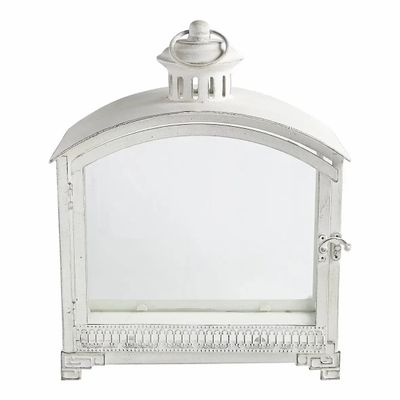 Bougeoirs et photophores - Lanterne Marie en métal blanc 28 x 15,5 x 33 cm - MATHILDE M.