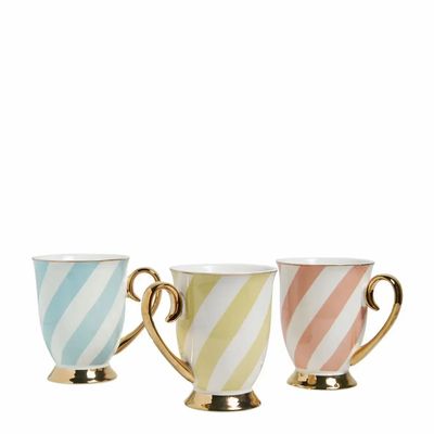 Mugs - Madame de Récamier mug with pastel stripes - 3 assorted - MATHILDE M.