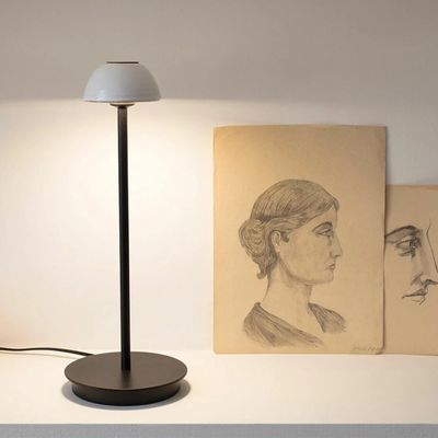 Table lamps - ABSIDIOLA mini L table lamp in alabaster or ceramic - LUXCAMBRA