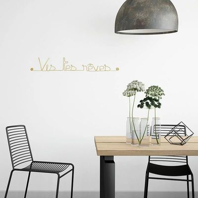 Other wall decoration - Gold Brass Wire Wall Decoration " Live your dreams ” - to pin - BIJOUX DE MUR
