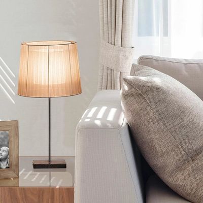 Table lamps - INDIANA table lamp with beige organza shade - LUXCAMBRA