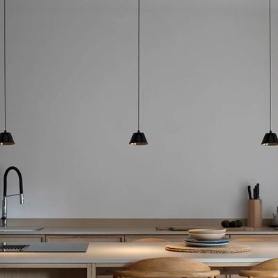 Hanging lights - ABSIDIOLA conica hanging lamp with ceramic shade - LUXCAMBRA