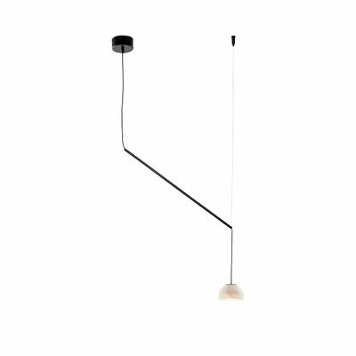Hanging lights - ABSIDIOLA moving hanging lamp mini lampshade in alabaster or ceramic - LUXCAMBRA
