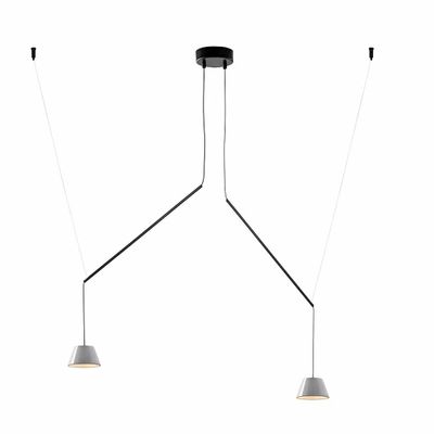 Hanging lights - ABSIDIOLA moving hanging lamp with 2 ceramic shades - LUXCAMBRA