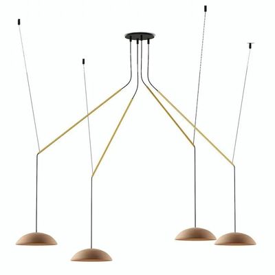 Hanging lights - ABSIDIOLA moving hanging lamp with 4 plato ceramic shades - LUXCAMBRA