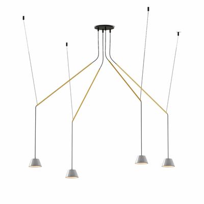 Hanging lights - ABSIDIOLA conica moving hanging lamp with 4 ceramic shades - LUXCAMBRA
